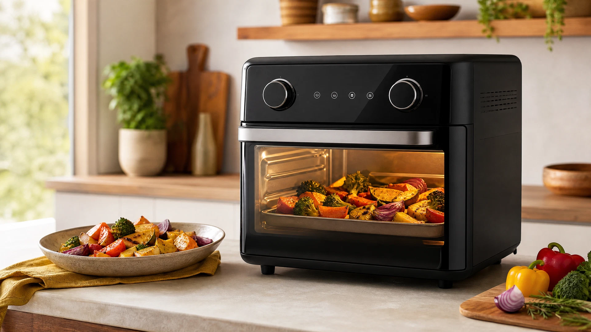 Foto editorial ilustrativa de uma Air Fryer Oven sem marca visível para o review da WAP 12 L.